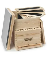 Honey Keeper Beehive 20 Frame Complete Box Kit (10 Deep and 10 Medium) with Metal Roof for Langstroth Beekeeping