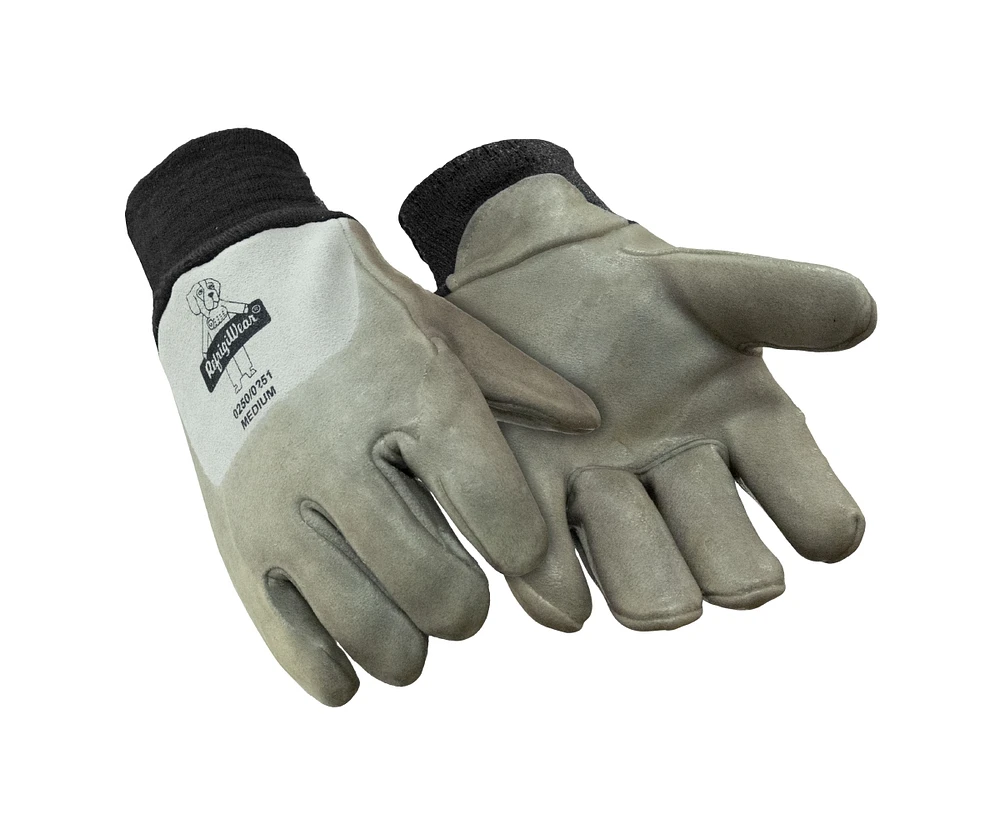 RefrigiWear Men's Insulated Fleece Lined Leather Gloves with Nitrile Coating