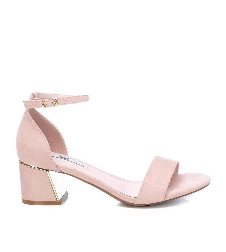 Women's Heeled Suede Sandals By Xti, Pink