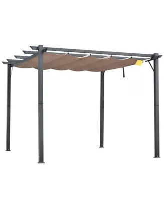 Outsunny 99.25" x 96 Outdoor Retractable Pergola Canopy, Aluminum Patio Pergola, Backyard Shade Shelter for Porch Party, Garden, Grill Gazebo - Grey