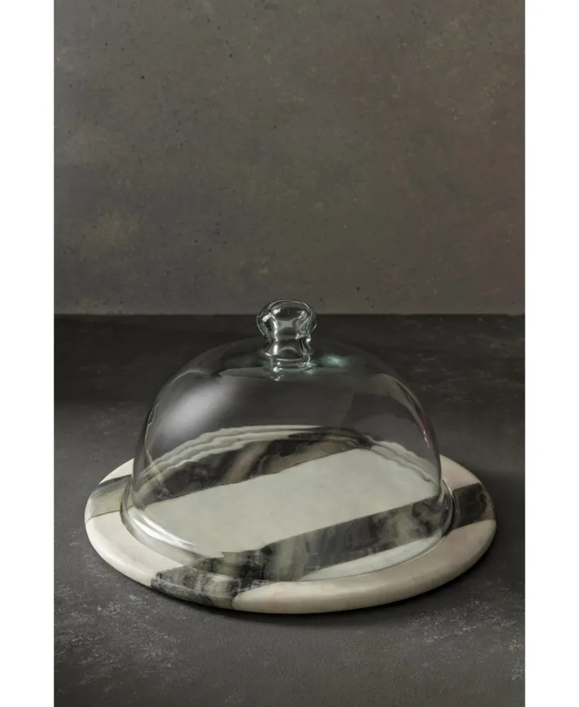 Somerset Marble Cheese Plate with Glass Cloche