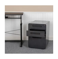 Emma+Oliver Ergonomic 3-Drawer Mobile Locking Filing Cabinet Storage Organizer