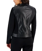 Ak Anne Klein Petite Mandarin-Collar Zip-Up Jacket