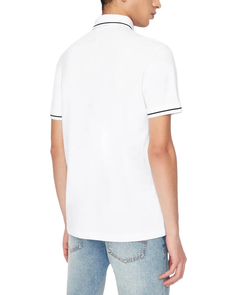 A|X Armani Exchange Men's Icon Tipped Embroidered Logo Pique Polo Shirt