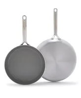 GreenPan GP5 Stainless Steel Healthy Ceramic Nonstick 2-Piece Fry pan Set, 10" and 12"