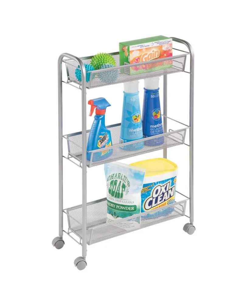 mDesign Portable Metal Rolling Laundry Utility Cart