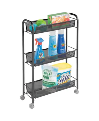 mDesign Portable Metal Rolling Laundry Utility Cart