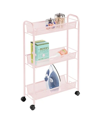 mDesign Portable Metal Rolling Laundry Utility Cart