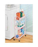 mDesign Portable Metal Rolling Laundry Utility Cart
