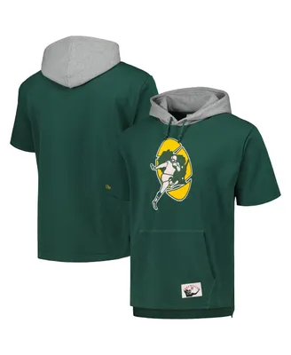 Men's Mitchell & Ness Green Bay Packers Postgame Short Sleeve Hoodie