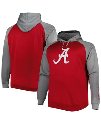 Men's Crimson Alabama Crimson Tide Big and Tall Raglan Fleece Pullover Hoodie