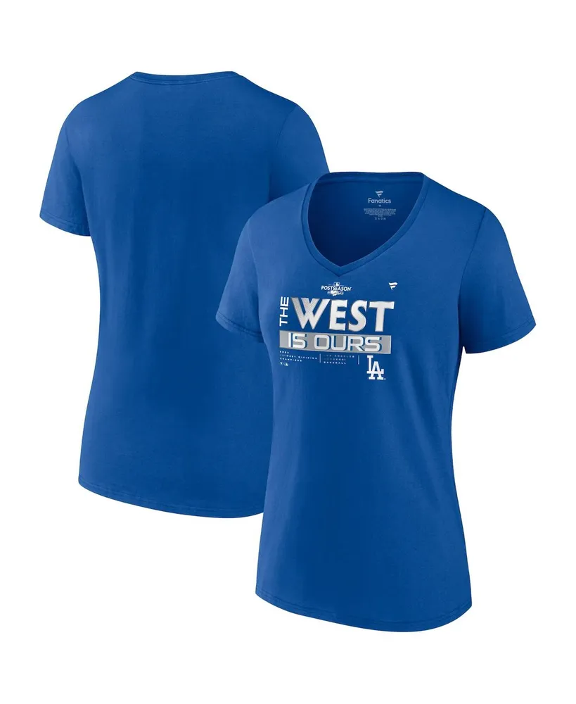 Women's Fanatics Royal Los Angeles Dodgers 2022 Nl West Division Champions Plus V-Neck T-shirt