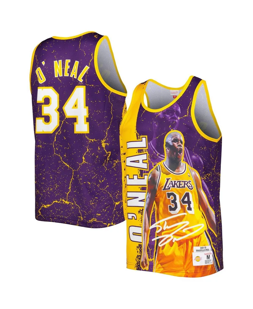 Men's Mitchell & Ness Shaquille O'Neal Purple Los Angeles Lakers 1999-00 Hardwood Classics Player Burst Tank Top