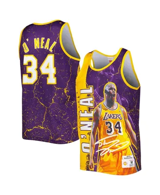 Men's Mitchell & Ness Shaquille O'Neal Purple Los Angeles Lakers 1999-00 Hardwood Classics Player Burst Tank Top
