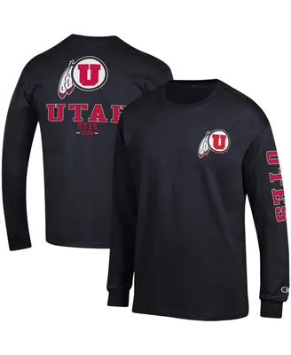 Men's Champion Black Utah Utes Team Stack Long Sleeve T-shirt