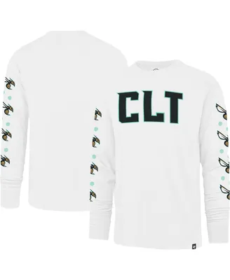 Men's '47 Brand White Charlotte Hornets City Edition Downtown Franklin Long Sleeve T-shirt
