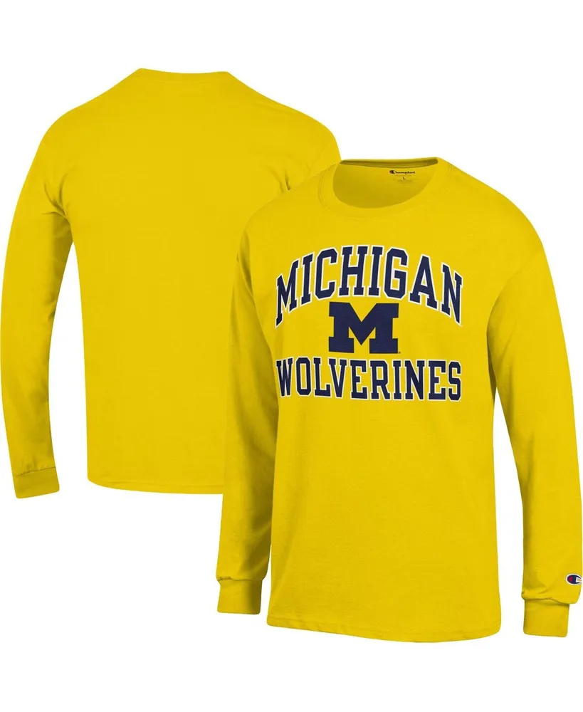 Men's Champion Maize Michigan Wolverines High Motor Long Sleeve T-shirt