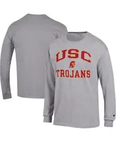 Men's Champion Heather Gray Usc Trojans High Motor Long Sleeve T-shirt