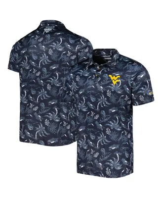 Men's Columbia Navy West Virginia Mountaineers Super Terminal Tackle Omni-Shade Polo Shirt
