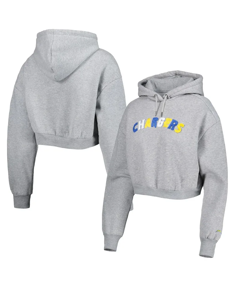 Women's The Wild Collective Gray Los Angeles Chargers Cropped Pullover Hoodie