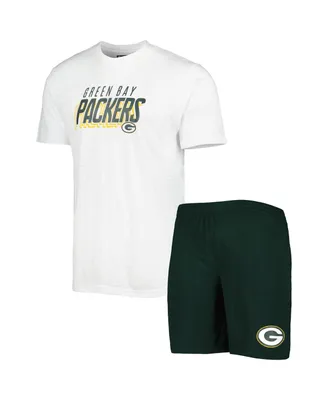 Men's Concepts Sport Green, White Green Bay Packers Downfield T-shirt and Shorts Sleep Set