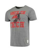 Men's Original Retro Brand Heathered Gray Texas Tech Red Raiders Vintage-Like Logo Tri-Blend T-shirt