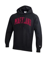 Men's Champion Black Maryland Terrapins Team Arch Reverse Weave Pullover Hoodie