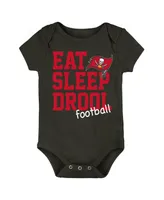 Newborn and Infant Boys Girls Red, Pewter, Heathered Gray Tampa Bay Buccaneers Three-Piece Eat Sleep Drool Bodysuit Set