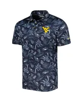 Men's Columbia Navy West Virginia Mountaineers Super Terminal Tackle Omni-Shade Polo Shirt