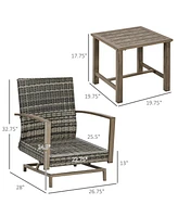 Outsunny Patio Bistro Set with Rocking Chairs, Dark