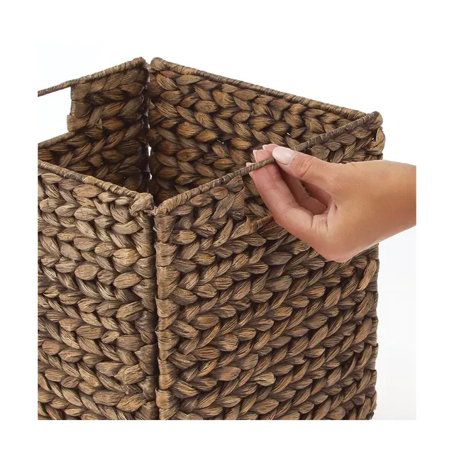 mDesign Woven Hyacinth Home Storage Basket for Cube Furniture, 4 Pack - Natural