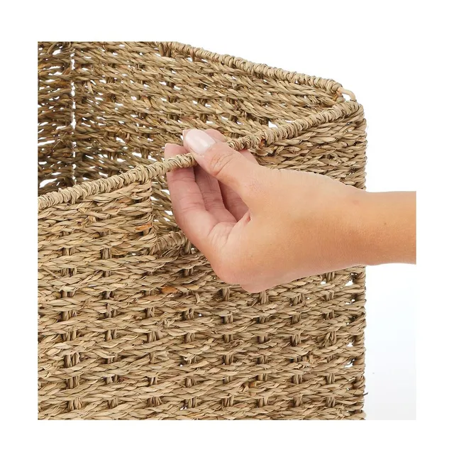 mDesign Woven Hyacinth Home Storage Basket for Cube Furniture, 4 Pack - Natural