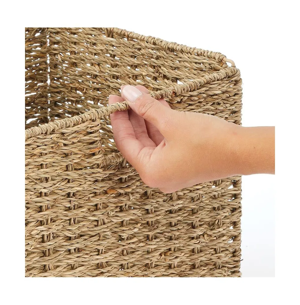 mDesign Woven Seagrass Home Storage Basket for Cube Furniture - 4 Pack