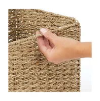mDesign Woven Seagrass Home Storage Basket for Cube Furniture - 4 Pack