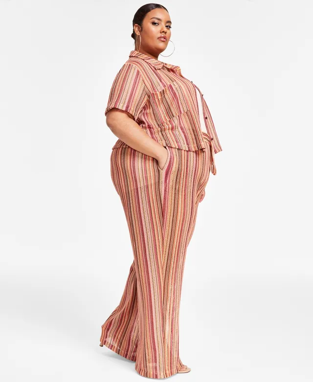 Nina Parker Trendy Plus Striped Crochet Pants