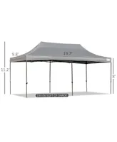 Outsunny 10' x 20' Pop Up Canopy Tent with Sidewalls, Instant Tents for Parties with Wheeled Carry Bag, Height Adjustable, for Outdoor, Garden, Patio,