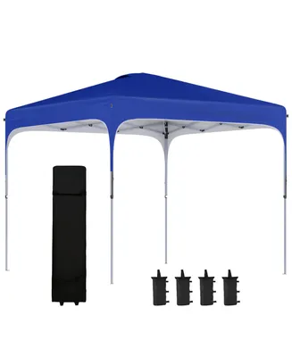 Outsunny 8' x 8' Pop Up Canopy Tent with Wheeled Carry Bag and 4 Sand Bags, Instant Sun Shelter, Tents for Parties, Height Adjustable, for Outdoor, Ga