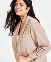 Bar Iii Trendy Plus Knit Drape-Front Blazer