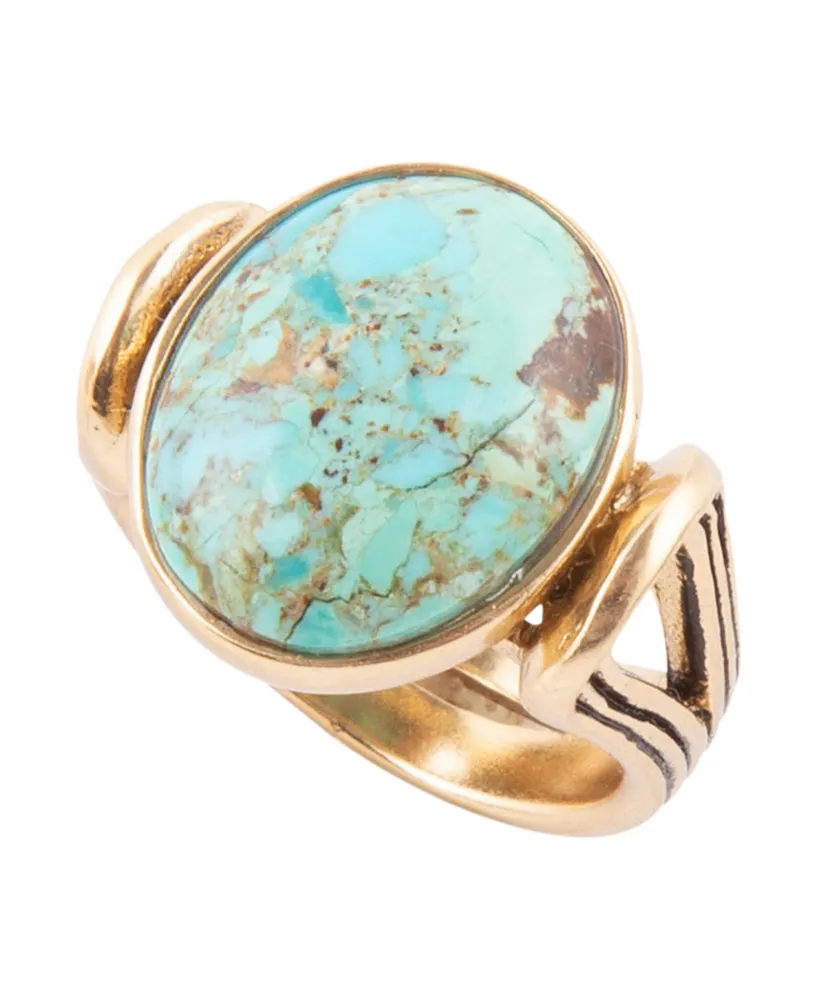 Barse Phoenix Genuine Blue Turquoise Oval Ring