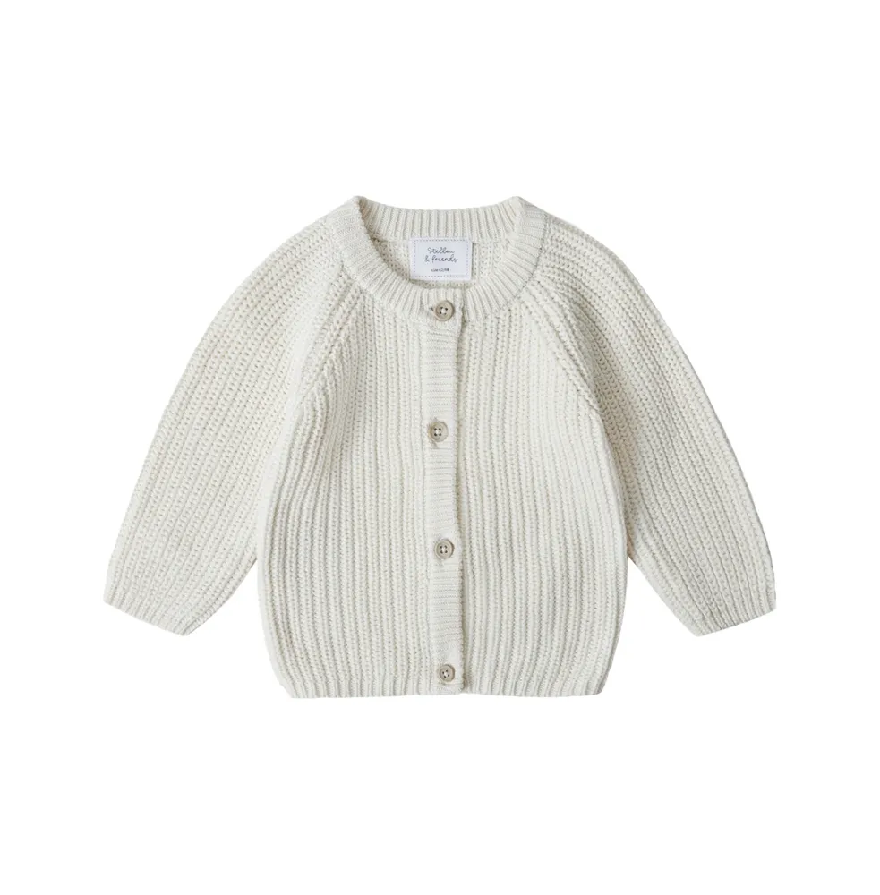 Stellou & Friends Toddler 100% Cotton Chunky Ribbed Knitted Cardigan Ages 3-4 Years