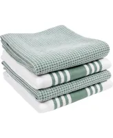 Kaf Home Center Band Waffle Cotton 4 Piece Flat Kitchen Towel, 18" x 28"