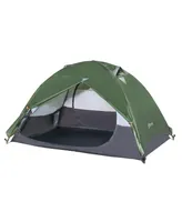 Outsunny 2 Person Camping Tent Backpacking Tent with Water-Fighting Polyester Rain Cover, 4 Mesh Windows for Air, & Carry Bag