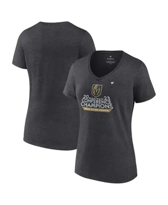 Women's Fanatics Heather Charcoal Vegas Golden Knights 2023 Nhl Western Conference Champs Locker Room V-Neck T-shirt