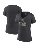 Women's Fanatics Heather Charcoal Vegas Golden Knights 2023 Nhl Western Conference Champs Locker Room V-Neck T-shirt