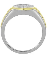 Men's Diamond Cluster Statement Ring (1/2 ct. t.w.) in Sterling Silver & 18k Gold-Plate