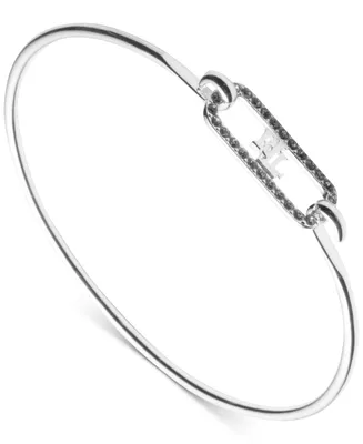 Lauren Ralph Lauren Crystal Pave Logo Link Bangle Bracelet in Sterling Silver