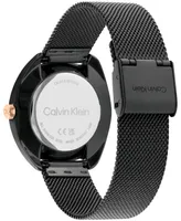 Calvin Klein Women's Quartz Black Stainless Steel Mesh Bracelet Watch 34mm