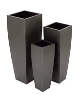 Rosemary Lane Metal Indoor Outdoor Light Weight Planter with Tapered Base and Polished Exterior Set of 3