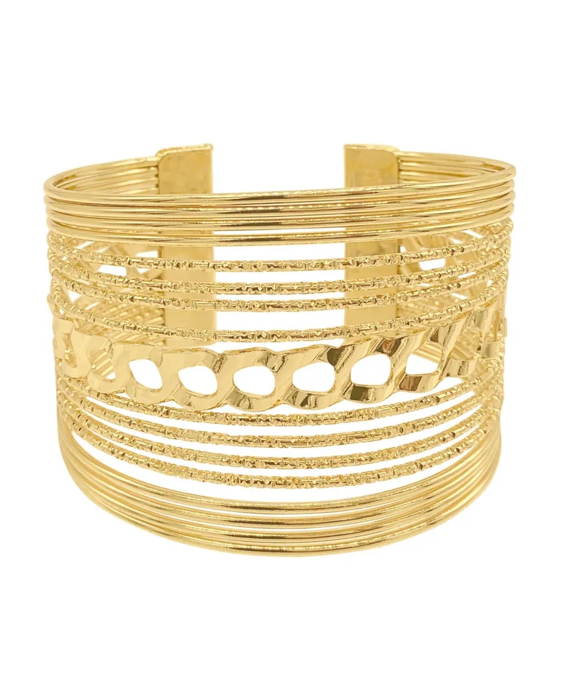 Adornia 14K Gold Plated Multi Strand Cuff Bracelet