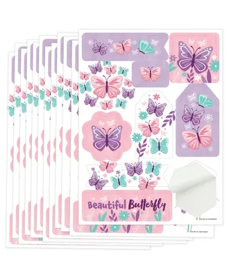 Beautiful Butterfly Floral Party Favor Sticker 12 Sheets 120 Stickers